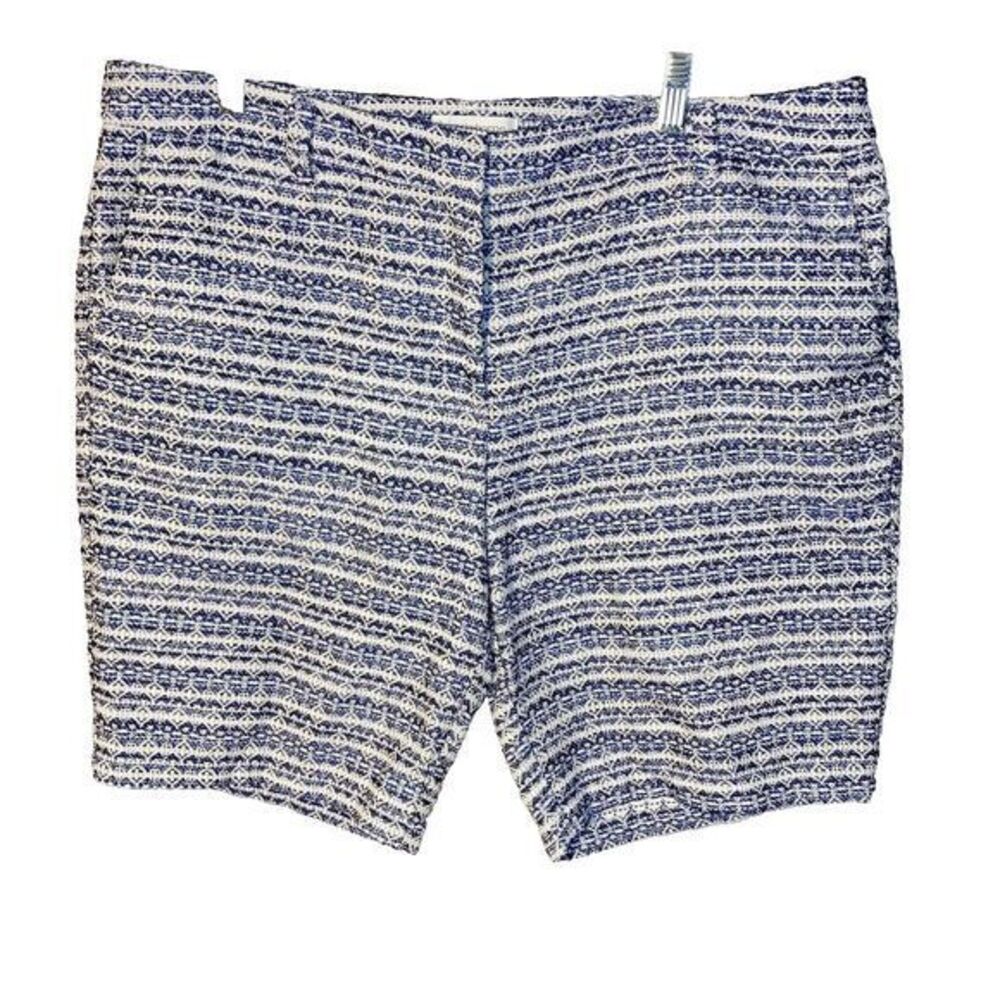 Liz Claiborne Women's 16 Jacquard Bermuda Shorts Aztec Navy Gauze Basket Weaved